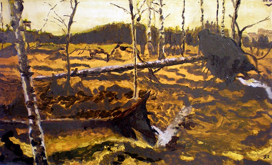 Dead Tree, 2009, oil on MDF, 31 x 52 cm, ©Hilja Roivainen.