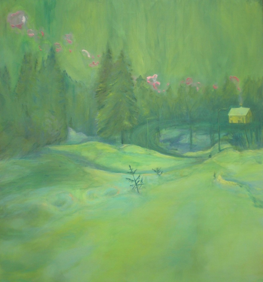 Snowy Road I, 2011, oil and wax on canvas, 121 x 111 cm, ©Hilja Roivainen.