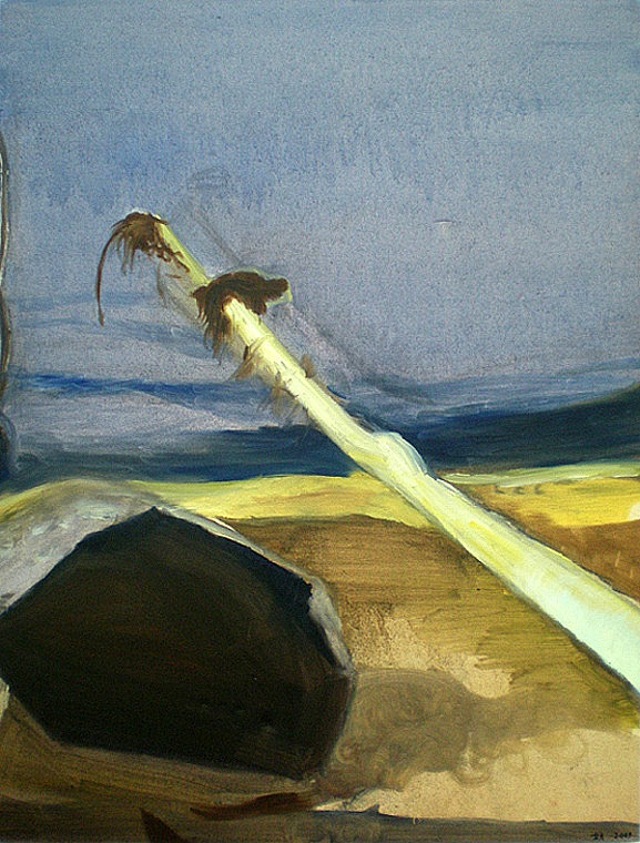 Birch and Rock, 2009, oil on canvas, 101.5 x 76.5 cm, ©Hilja Roivainen.