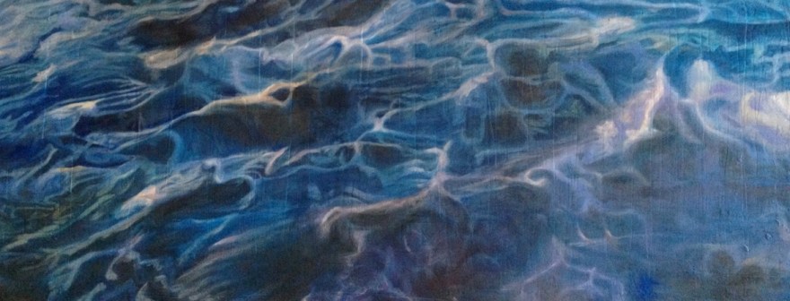 Aalloitus – Weaving, 2013, oil on canvas, 31 x 81 cm, ©Hilja Roivainen.