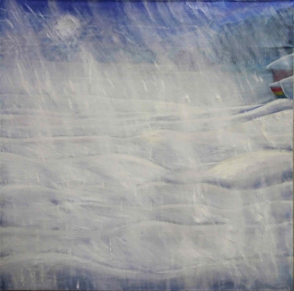 Venesatama, 2022, oil on canvas, 101 x 101 cm. © Hilja Roivainen