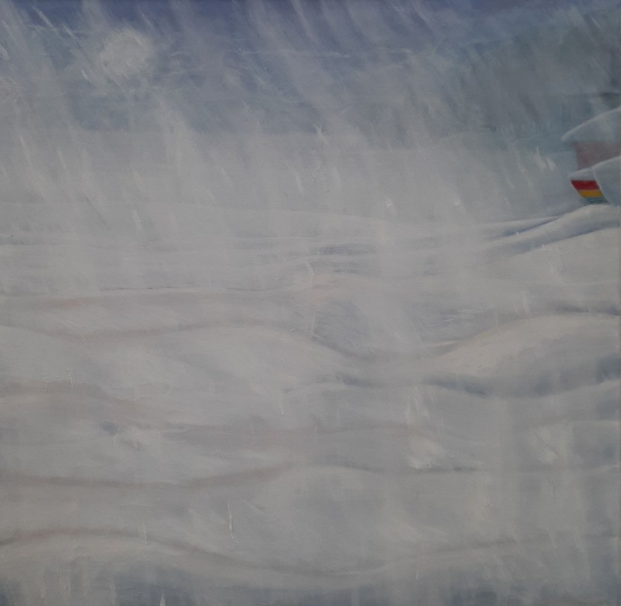 Venesatama, 2022, oil on canvas, 101 x 101 cm. © Hilja Roivainen